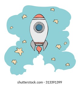 Space rocket launch. Vector illustration