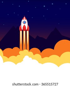 Space rocket launch. Vector illustration