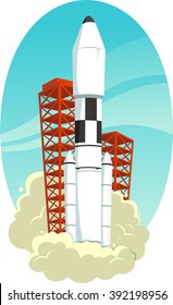 Space rocket launch vector illustration