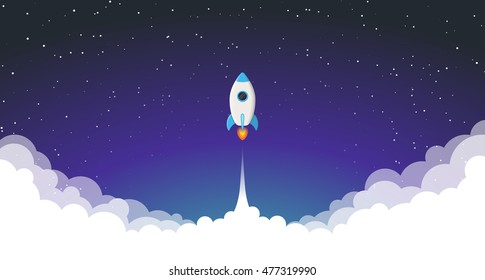 Space rocket  launch. Vector illustration
