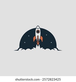 Space rocket launch vector illustrations