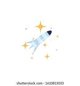 space rocket launcher flat style icon vector illustration design