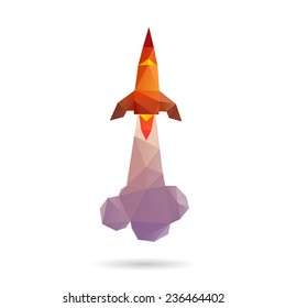 Space rocket launching abstract isolated on a white backgrounds, vector illustration