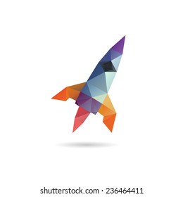 Space rocket launching abstract isolated on a white backgrounds, vector illustration