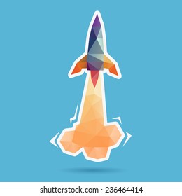 Space rocket launching abstract isolated on a white backgrounds, vector illustration