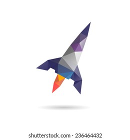 Space rocket launching abstract isolated on a white backgrounds, vector illustration