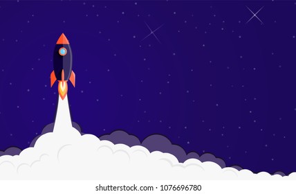 Space rocket launching background. Business banner concept illustration