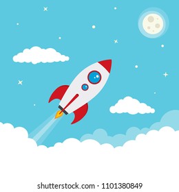 Cartoon Spaceman Attached Space Rocket Stock Vector (Royalty Free ...