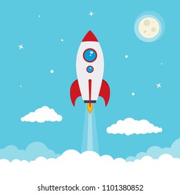 Cartoon Spaceman Attached Space Rocket Stock Vector (Royalty Free ...