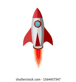 space rocket launch.Project start up rocket Solar System and text space.white background
