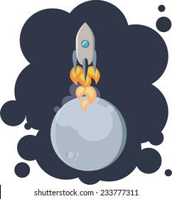Space Rocket Leaves the Planet