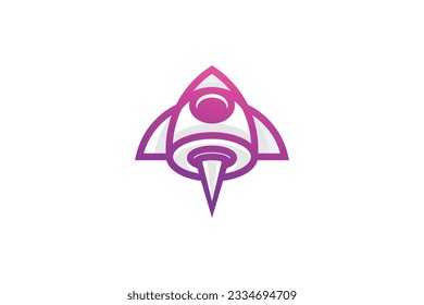 space rocket lineart vector template logo design