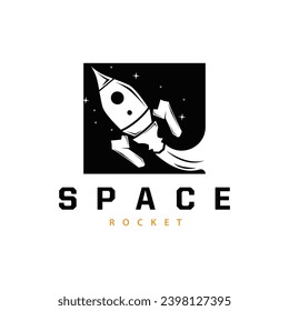 Space Rocket Logo Design, Space Vehicle Technology Vector, Simple Templet Modern Illustration