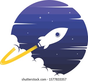 space rocket logo icon sign science technology theme vector art