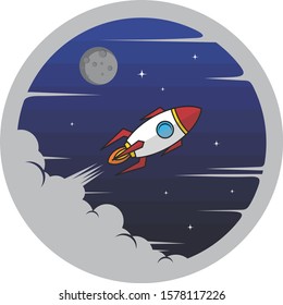 space rocket logo icon sign science technology theme vector art