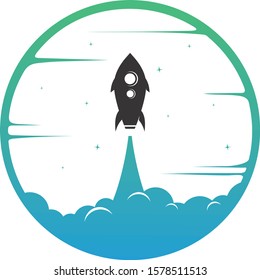 space rocket logo icon sign science technology theme vector art