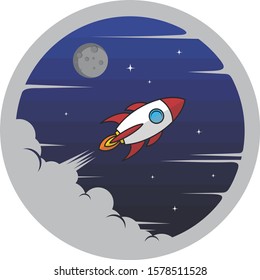space rocket logo icon sign science technology theme vector art