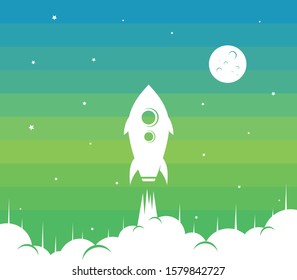 space rocket logo icon sign science technology theme vector art