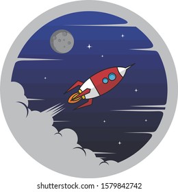 space rocket logo icon sign science technology theme vector art