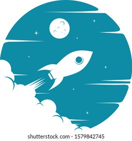 space rocket logo icon sign science technology theme vector art