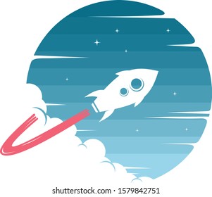 space rocket logo icon sign science technology theme vector art