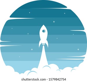 space rocket logo icon sign science technology theme vector art