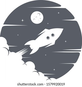 space rocket logo icon sign science technology theme vector art
