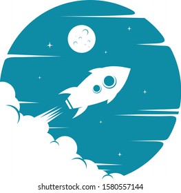 space rocket logo icon sign science technology theme vector art