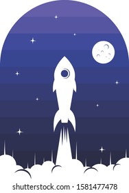 space rocket logo icon sign science technology theme vector art