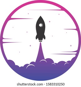 space rocket logo icon sign science technology theme vector art