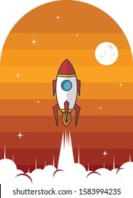 space rocket logo icon sign science technology theme vector art