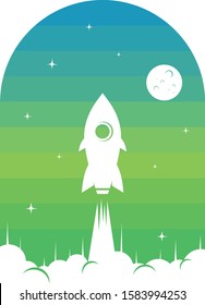 space rocket logo icon sign science technology theme vector art