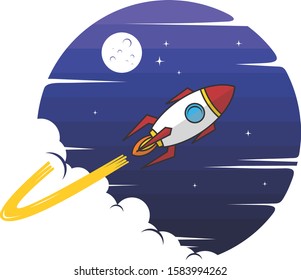 space rocket logo icon sign science technology theme vector art