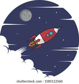 space rocket logo icon sign science technology theme vector art