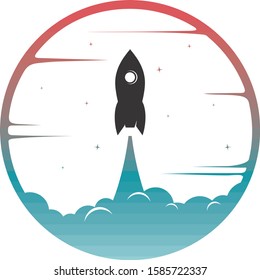 space rocket logo icon sign science technology theme vector art