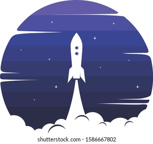 space rocket logo icon sign science technology theme vector art