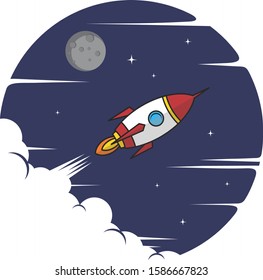space rocket logo icon sign science technology theme vector art