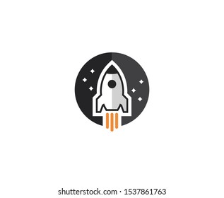Space rocket logo icon vector 