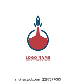 Space rocket logo icon vector. Abstract graphic in simple flat illustration style.