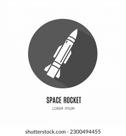 Space rocket logo. Illustration of space rocket in flat. Stock vector.