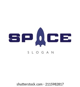 Space with rocket Logo Template Design Vector