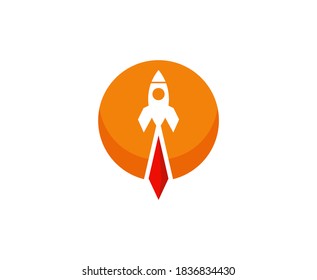 Space rocket logo vector icon 