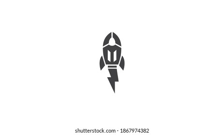 Space Rocket Modern Logo Design. Rocket Minimalist Logo on White Background Vector Template
