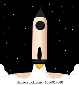 Space rocket in Moon road to space poster - Vector