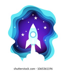Cohetes Espaciales En El Cielo Nocturno Sobre El Fondo De Las Estrellas Brillantes Aislados