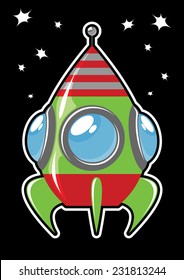 space rocket on a black background with stars
