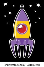 space rocket on a black background with stars