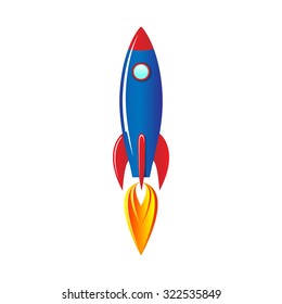 Space rocket on white background. Vector illustration.