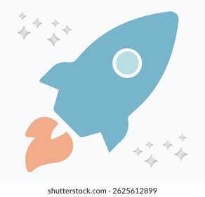 Space, rocket, outer space ship, star, clouds, space, sky. Flying, smoke, stars, technology, innovation, shine, starry, vehicle, transportation. Set, icon, illustration, vector