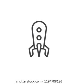 Space Rocket outline icon. linear style sign for mobile concept and web design. Spaceship simple line vector icon. Symbol, logo illustration. Pixel perfect vector graphics